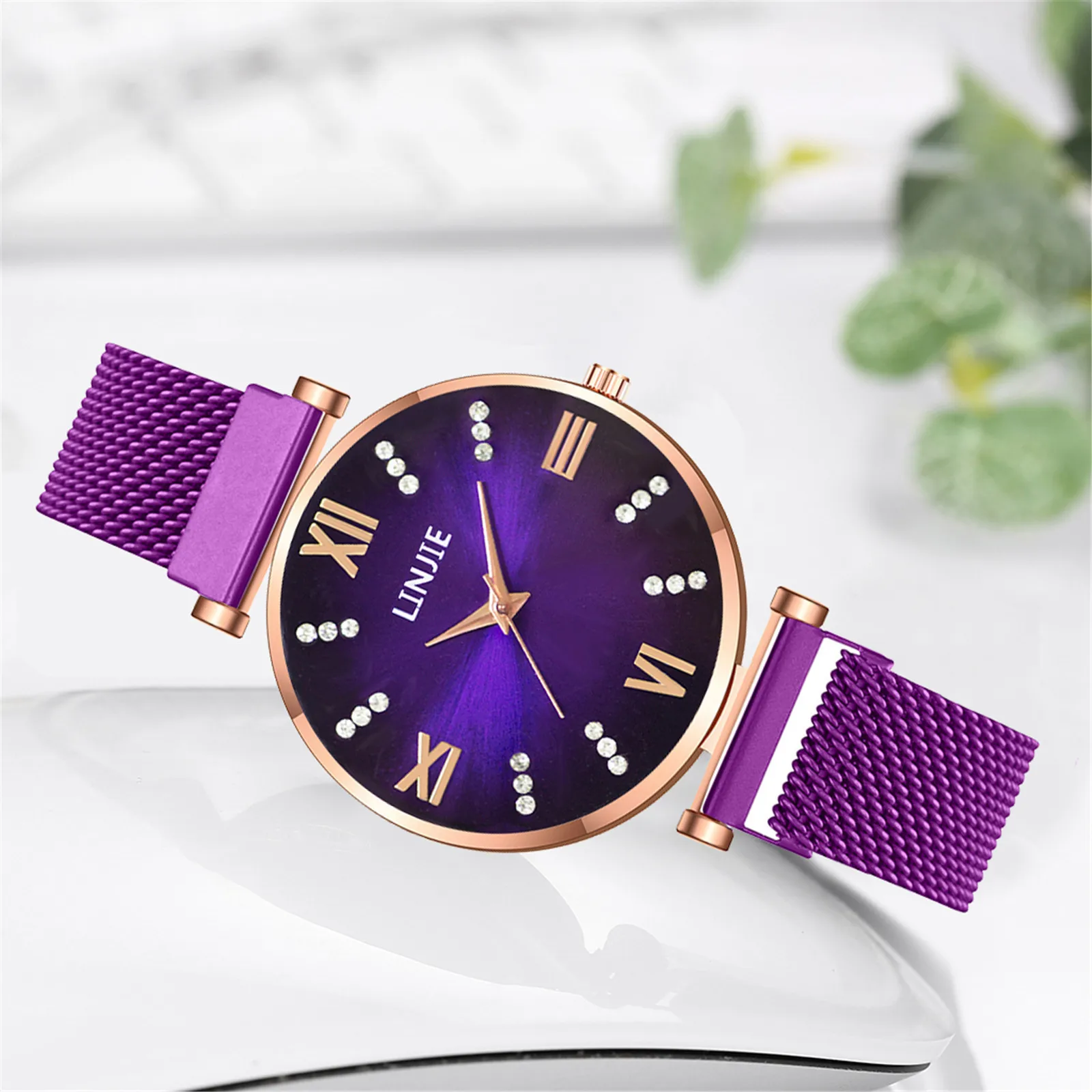 

LINJIE Ladies Fashion Quartz Watch Stainless Steel Strap Watch Analog Watch Color Bracelet for Women's wristwatch Ladies watches