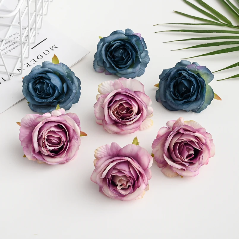 2/10pcs Artificial Flowers Cheap Silk Roses Head For Home Wedding Decoration Christmas DIY Scrapbook Craft Supplies Fake Plants images - 6