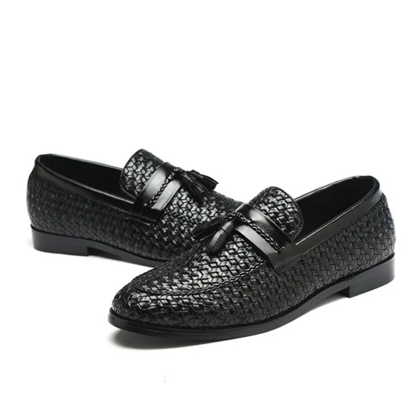Модные мужские плетеные повседневные кожаные туфли с кисточками роскошные