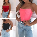 Женские сексуальные бюстье, корсеты, без бретелек, с открытыми плечами, майка, Клубная одежда, Тонкий майка, жилет пуш-ап, верхняя одежда, новинка 2021