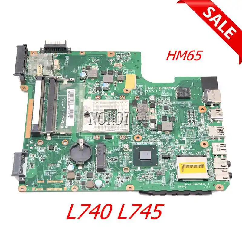 

NOKOTION Laptop Motherboard for TOSHIBA Satellite L700 L740 L745 A000093450 DATE5MB16A0 Mainboard HM65 UMA HD DDR3