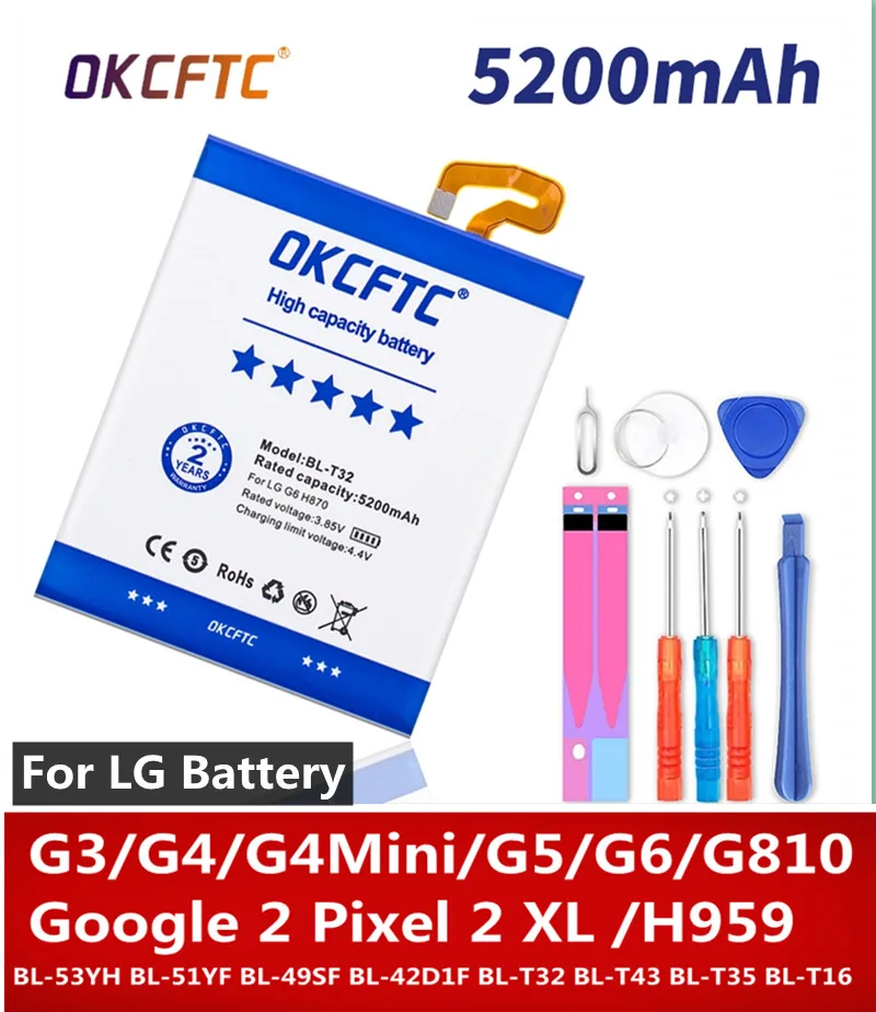 

OKCFTC Battery for LG G5 G6 G810 G8S ThinQ G5 G3 G4 mini G4S G4C H955A H815 H811 H810 D830 D850 H820 H830 H840 H850 H860 H868