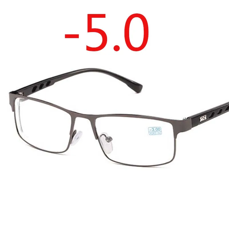 gray myopia -5.0 1-1,5-2-2,5-3-3,5-4-4,5-5-6 очки для близорукости для женщин и мужчин металлическая оправа ультралегкие очки для близорукости студентов - Цвет оправы: gray myopia -5.0