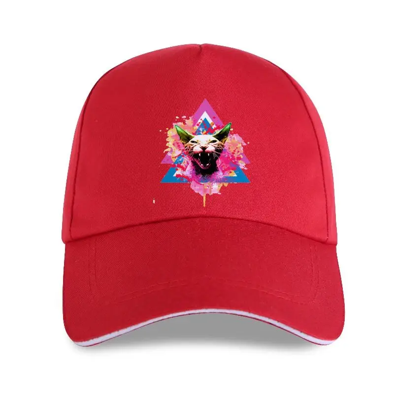 

New Sphynx Cat Psychedelic Colorful Triangles Music Funny Joke Men Baseball cap