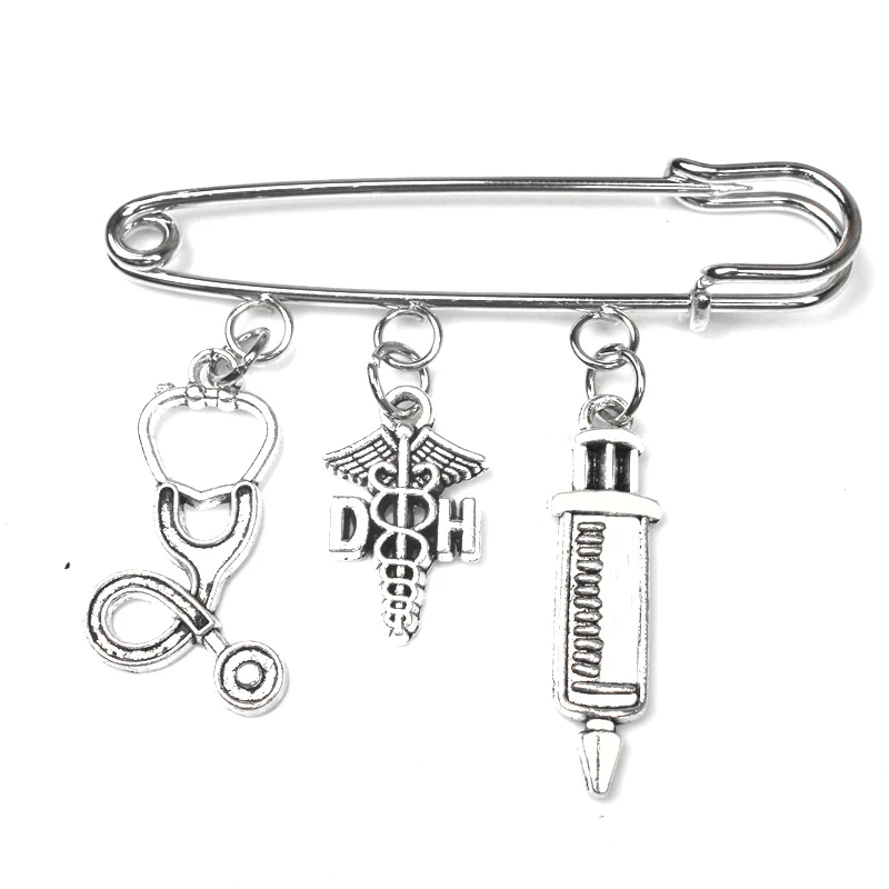 1 шт. медицинская Змея с логотипом DH шприц стетоскоп модный амулет античный кулон сумка брошь для ювелирных