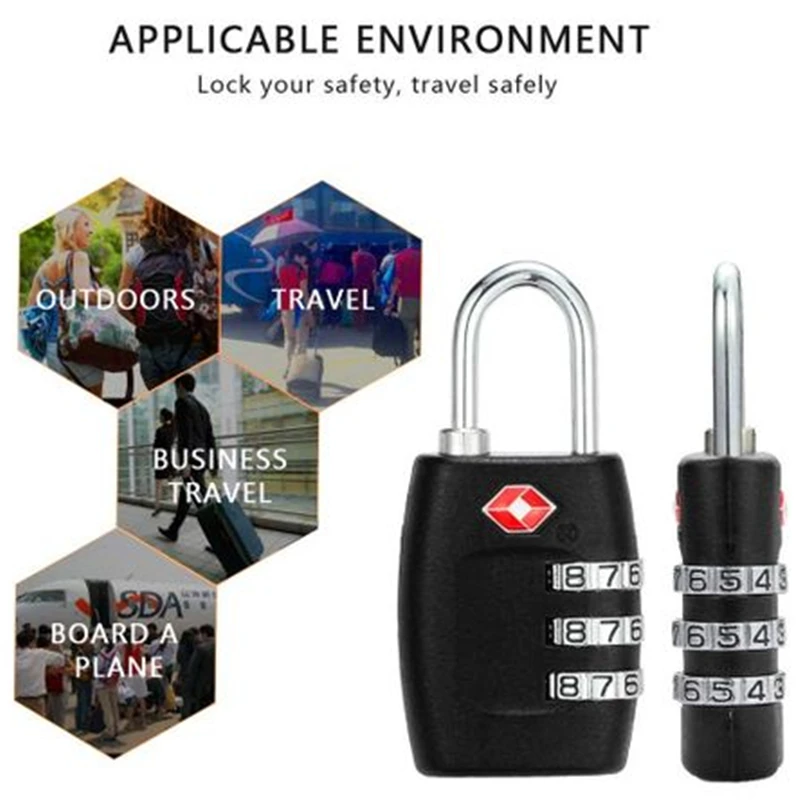 3-значный сбрасываемый кодовый мини-замок для багажа из АБС-пластика |