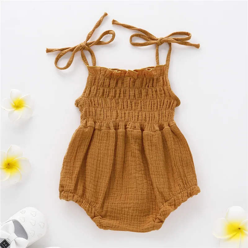 Мягкая хлопковая одежда для новорожденных девочек новый летний комбинезон без