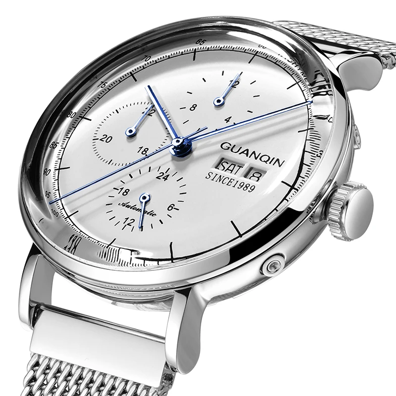 GUANQIN 2019 clock business Automatic watch men 3D Curve Mechanical waterproof men's watches top brand luxury erkek kol saati | Наручные