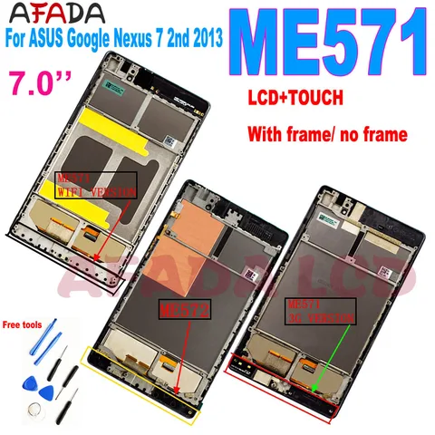 7-дюймовый ЖК-дисплей для Google Nexus 7 2nd 2013 ME571 ME572, сенсорный экран в сборе, Замена ЖК-дисплея ME571