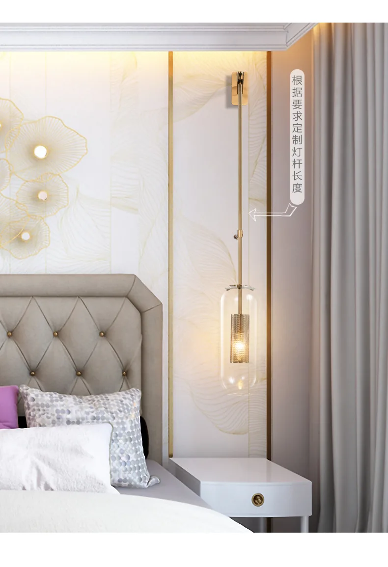 Современная Золотая железная простая креативная настенная лампа из стекла