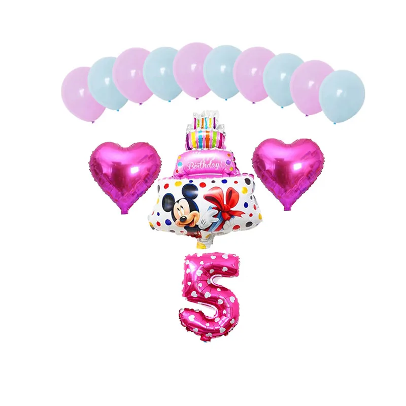 

14pcs Minnie Mickey Mouse Latex Set Balloon Pink Mickey Helium Balloons Birthday Party Decorations Baby Shower Kids Toys Globos