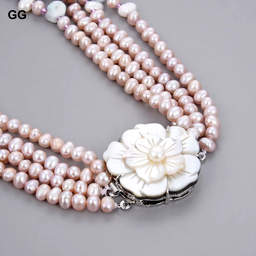 Ожерелье GG Jewelry для женщин колье из натурального синего ларимара с 4 жемчужинами 20