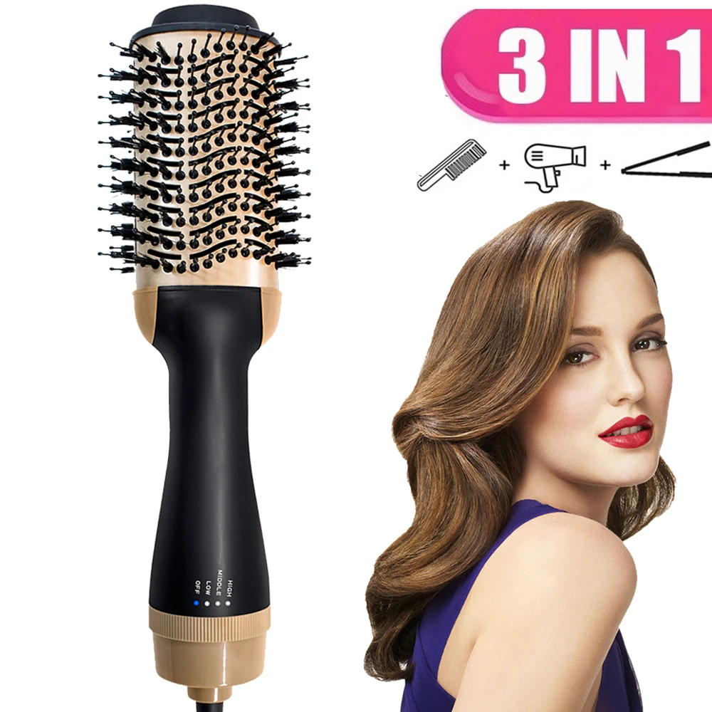 

2021 Hot Air Brush 3 In 1 One Step Hair Dryer and Volumizer Hair Straightener Electric Blow Dryer Hot Comb Hair Styler Hairdryer