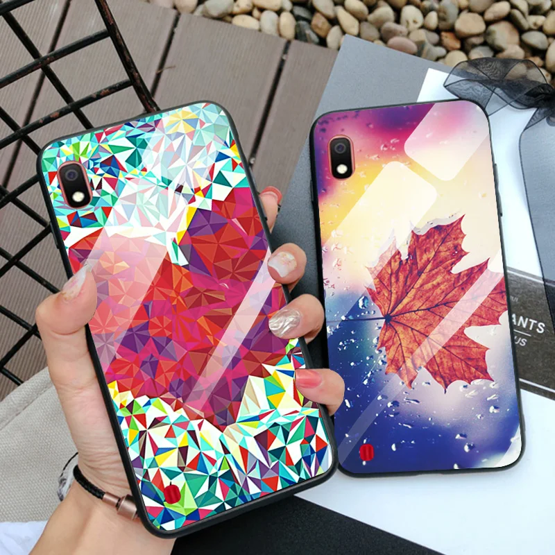 Чехол для телефона из закаленного стекла samsung A10 A30 A305F задняя крышка с ярким