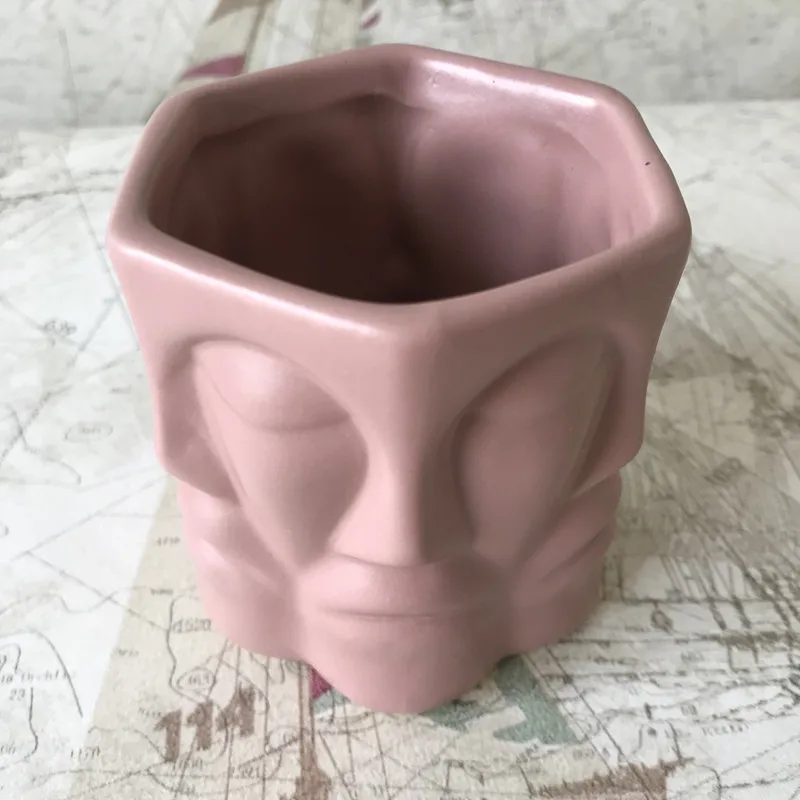 Сделай Сам глина цемент силиконовый Плантатор плесень 6 сторон 3D лицо бетон