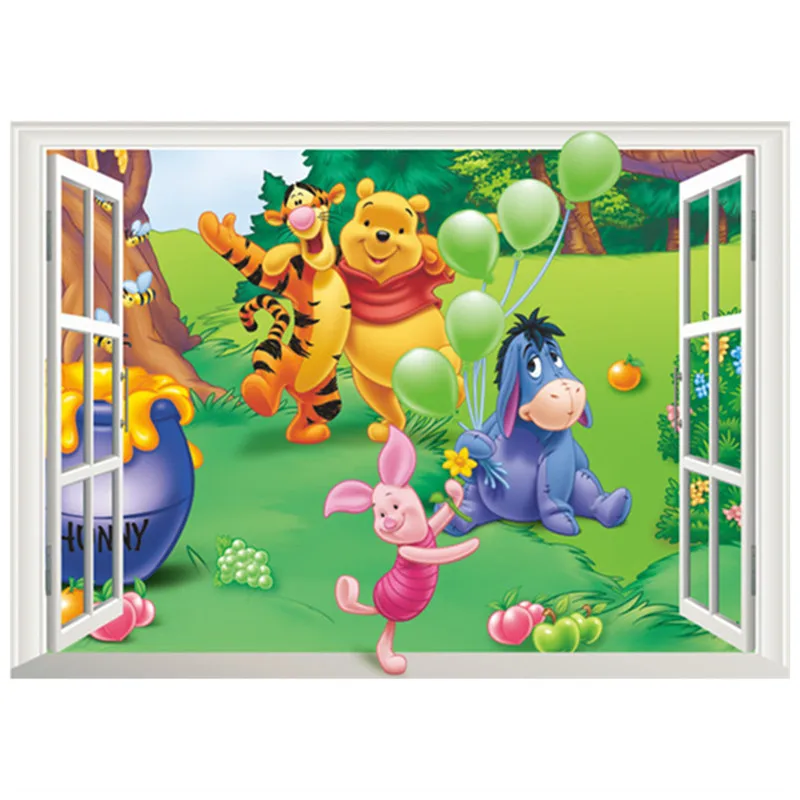 Виниловые 3d наклейки на стены аниме Винни-мишка тигра украшение детской комнаты