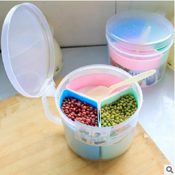 

Home kitchen supplies seasoning box split fresh-keeping box round combination three-compartment seasoning box