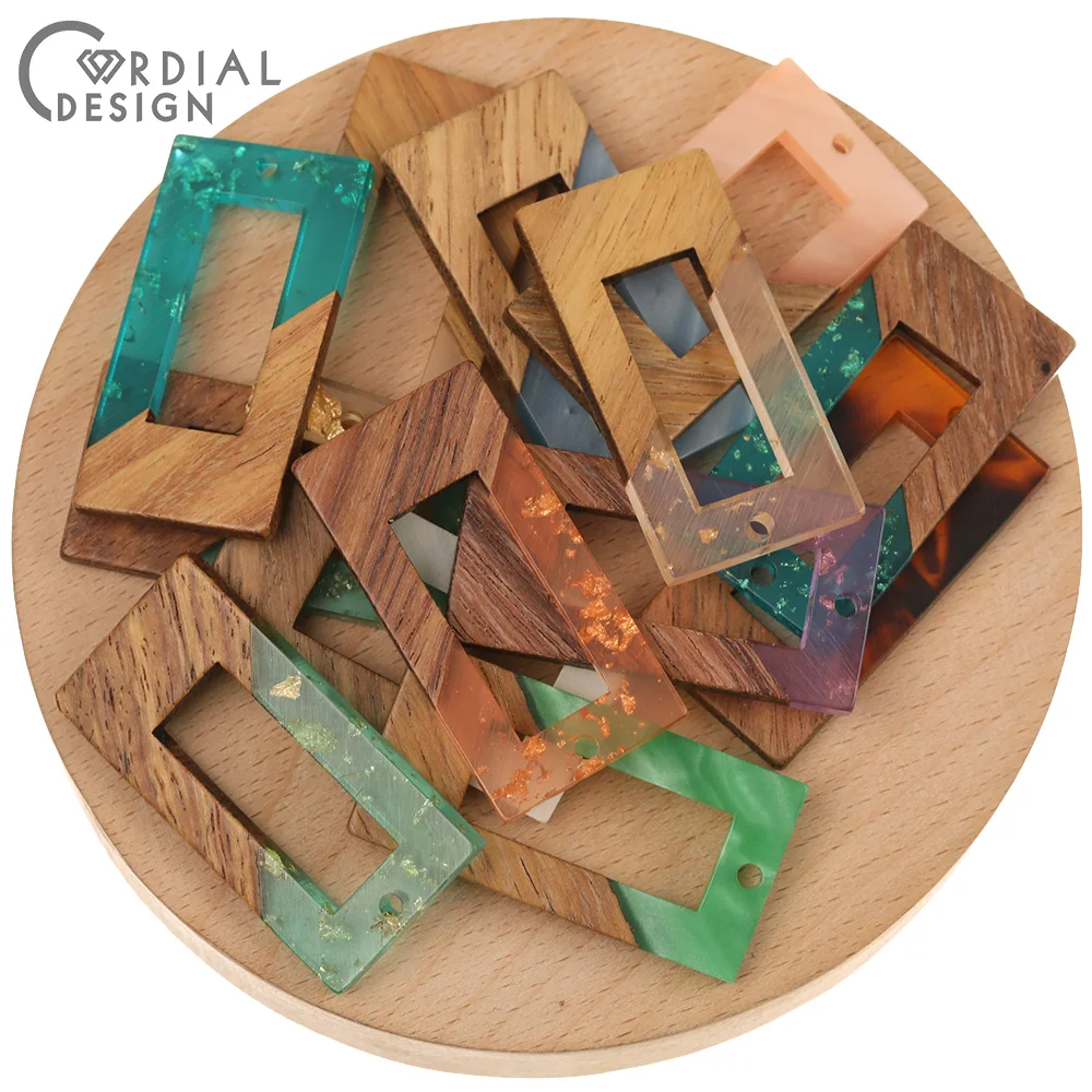 

Cordial Design 50Pcs 20*38MM Earrings Accessories/Hand Made/Natural Wood & Resin/Rectangle Shape/Jewelry Findings & Components