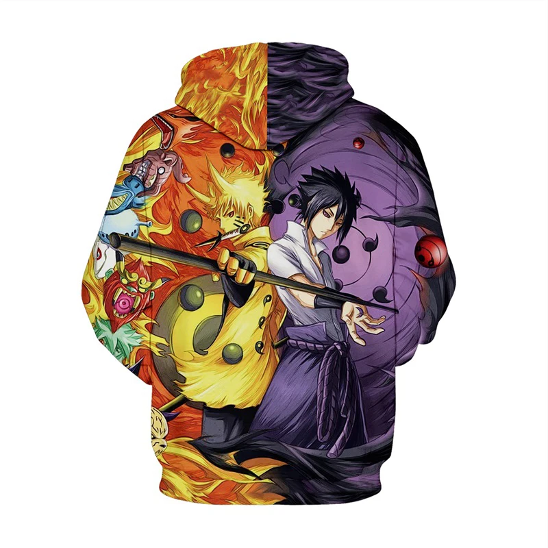 2019 UZUMAKI Наруто и Учиха Саске Полный 3D печатных мужские толстовки с капюшоном