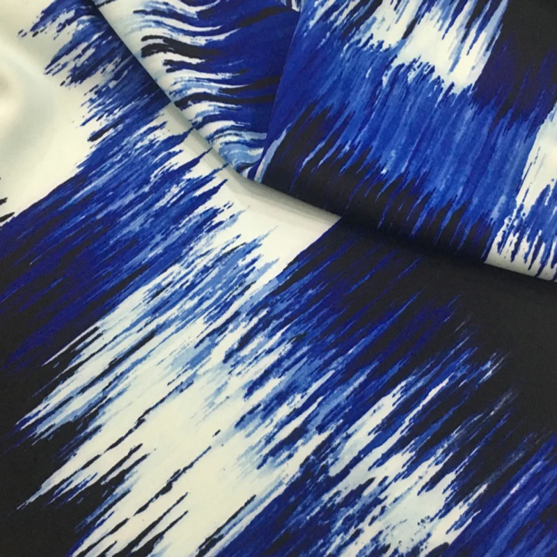 

Elegant Gradient Stripe Scuba Print Fabric Four Way Stretch For Fashion Dress