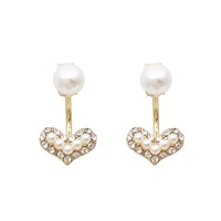fashion new korean style trendy simple rhinestones small love small pearl earrings women earrings jewelry gift
