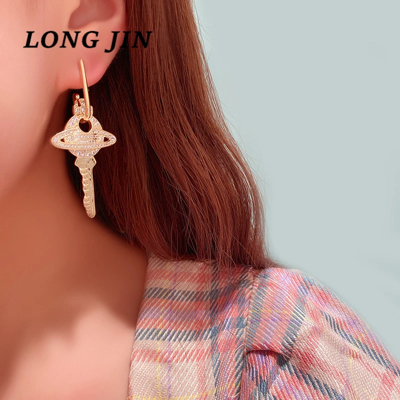 Серебристые серьги с фианитами для женщин модные ювелирные украшения в форме