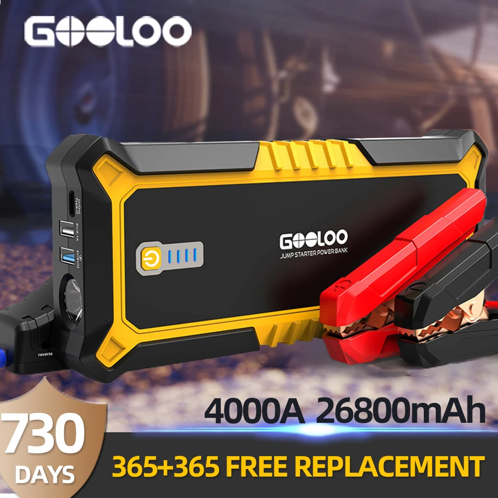 GOOLOO 4000A Super Capacity Car Jump Starter 26800mAh Portable Automotive Power Bank 12V External Ve