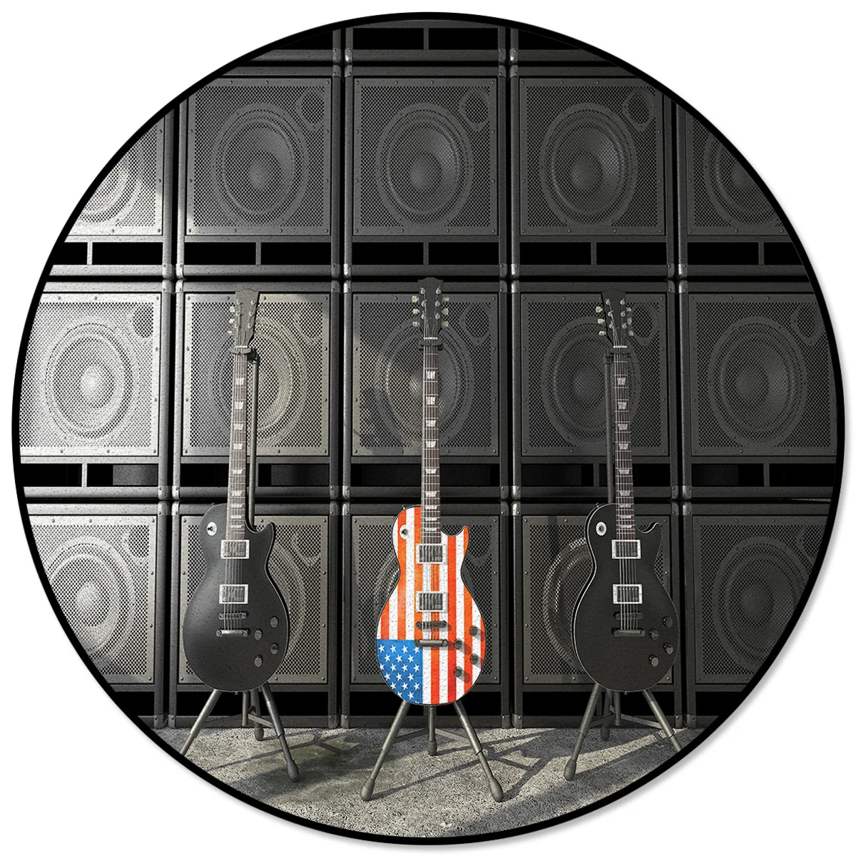 Musical Instrument Guitar American Flag New Anti-slip Round Carpet Computer Chair Pad Living Room Mat Children Bedroom Rugs | Дом и сад