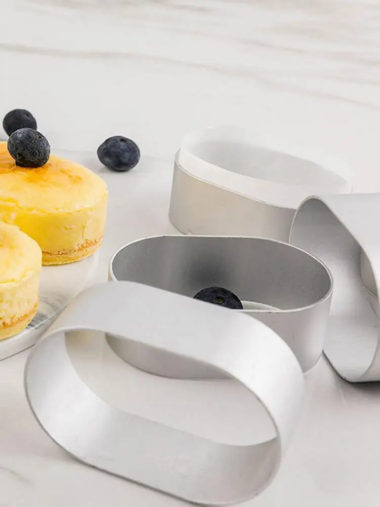 

10pcs Oval Half-cooked Cheese Mold Non-Stick Cakes Mousses Bread Making Tool Vent Hole Stainless Steel Mold