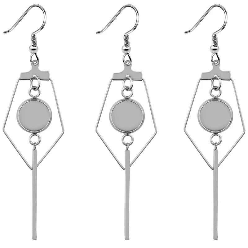 6pcs Stainless Steel Cabochon Earring Settings 6mm 8mm 10mm 12mm Blank Base DIY Earrings Hooks Findings Jewelry Making