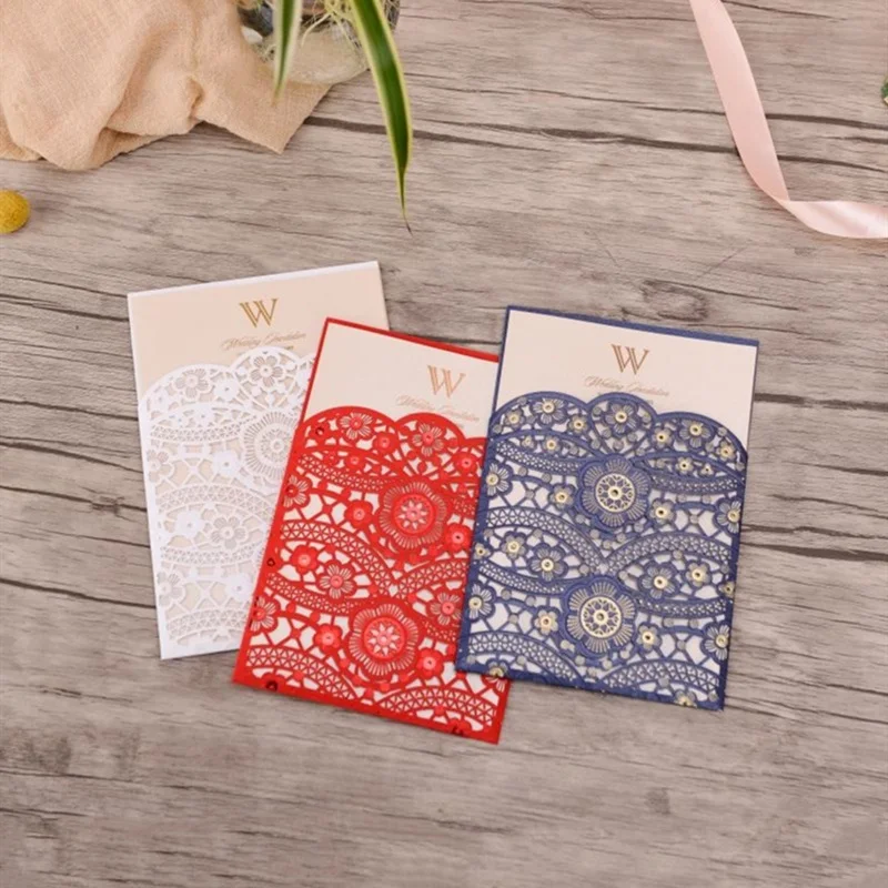 Новинка 2019 индивидуальные голубые фотографические приглашения полые цветочные