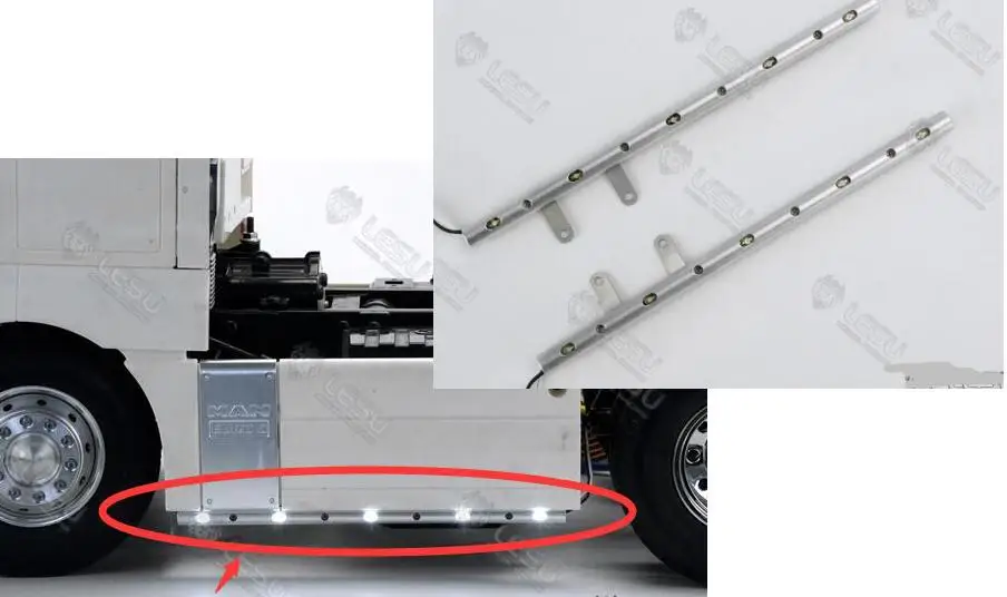 S1268 127MM Светодиодные фонари декоративные для 1/14 RC Tamiya R620 R470 R730 MAN TGX BENZ 1851 3363 VOLVO Hino 700 V8 тягач 6x4 грузовик - Цвет: S1268 127MM