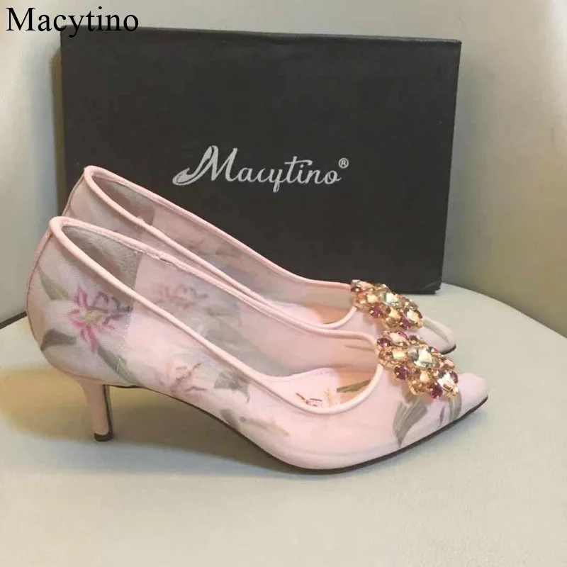 Туфли-лодочки женские на высоком каблуке 6 см Хрустальный бренд блестящие