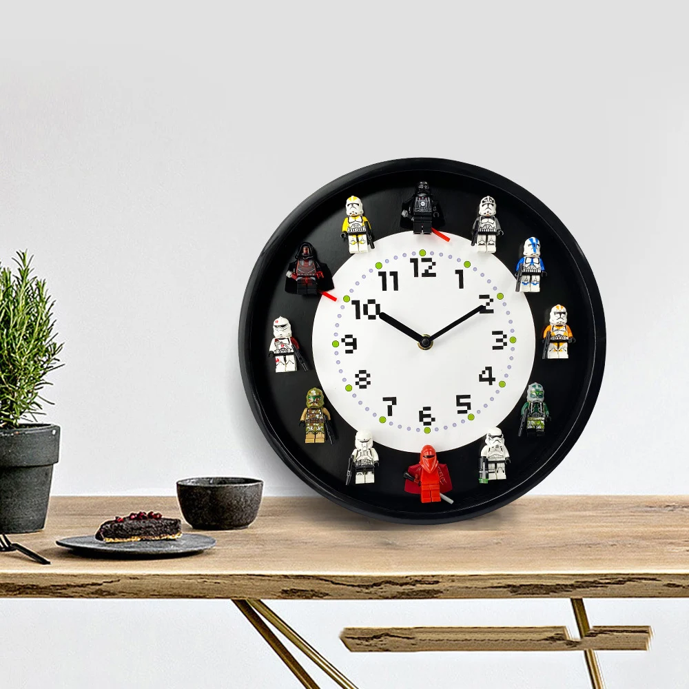 Reloj de pared de mu&ntilde;eca estrellada con bloques de construcci&oacute;n 3D, movimiento silencioso para dormitorio de ni&ntilde;os, gran personalidad creativa, adornos de reloj de pared-3