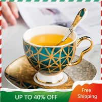 gold luxury creative european style coffee cup decoration breakfast bubble tea cup coffeeware kubek cup and saucer set aa50bd