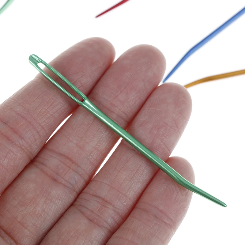 

2pcs Aluminum Bent Tip Tapestry Darning Knitting Needles Big Eye Sewing Needle