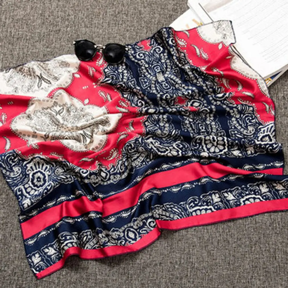 Модный дизайн универсальная одежда с принтом женский шелковый шарф-повязка
