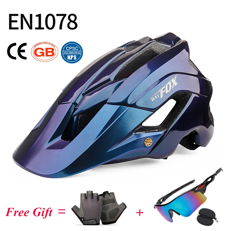

BATFOX профессиональный горный велосипедный шлем с солнцезащитными очками светильник Мужские дышащие защитные кепки для горного велосипеда ...
