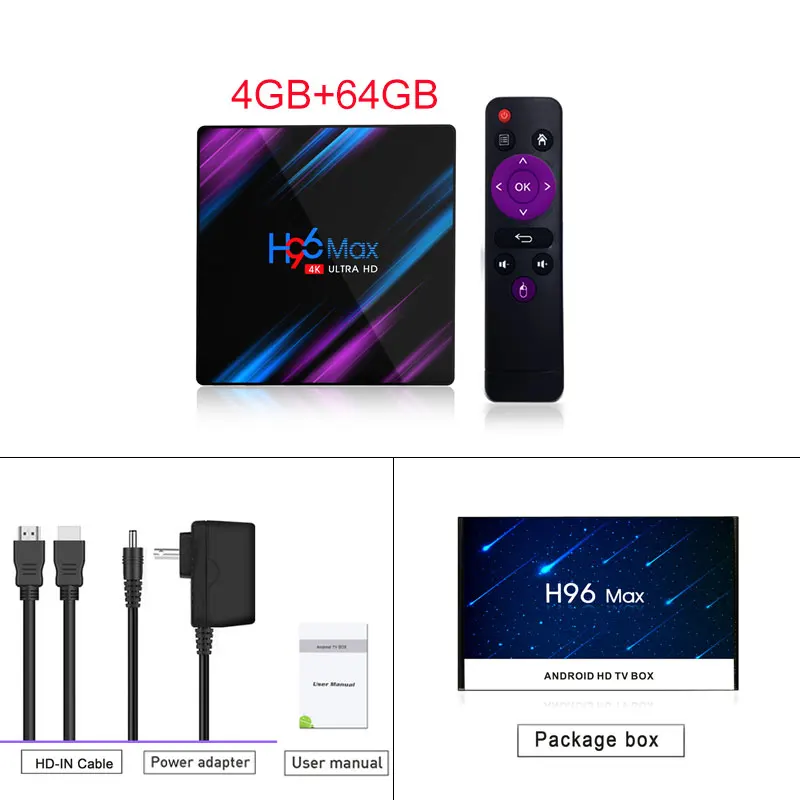 H96 MAX TV Box Android 9 0 Smart IPTV 4 Гб Ram 64 Rom 4K Wifi Bluetooth телеприставка Поддержка iptv Netflix