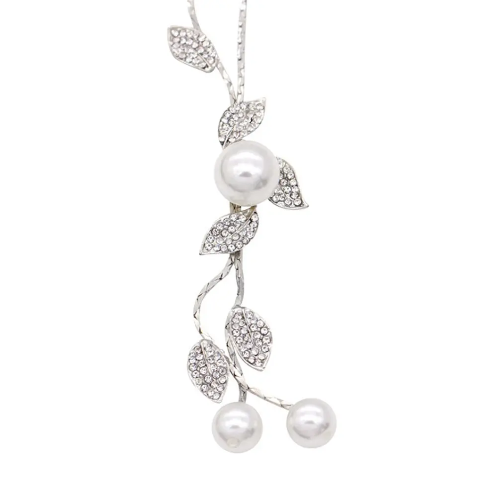 2018 кулон в виде цветка с листьями Длинная цепочка кулоном для женщин ювелирные