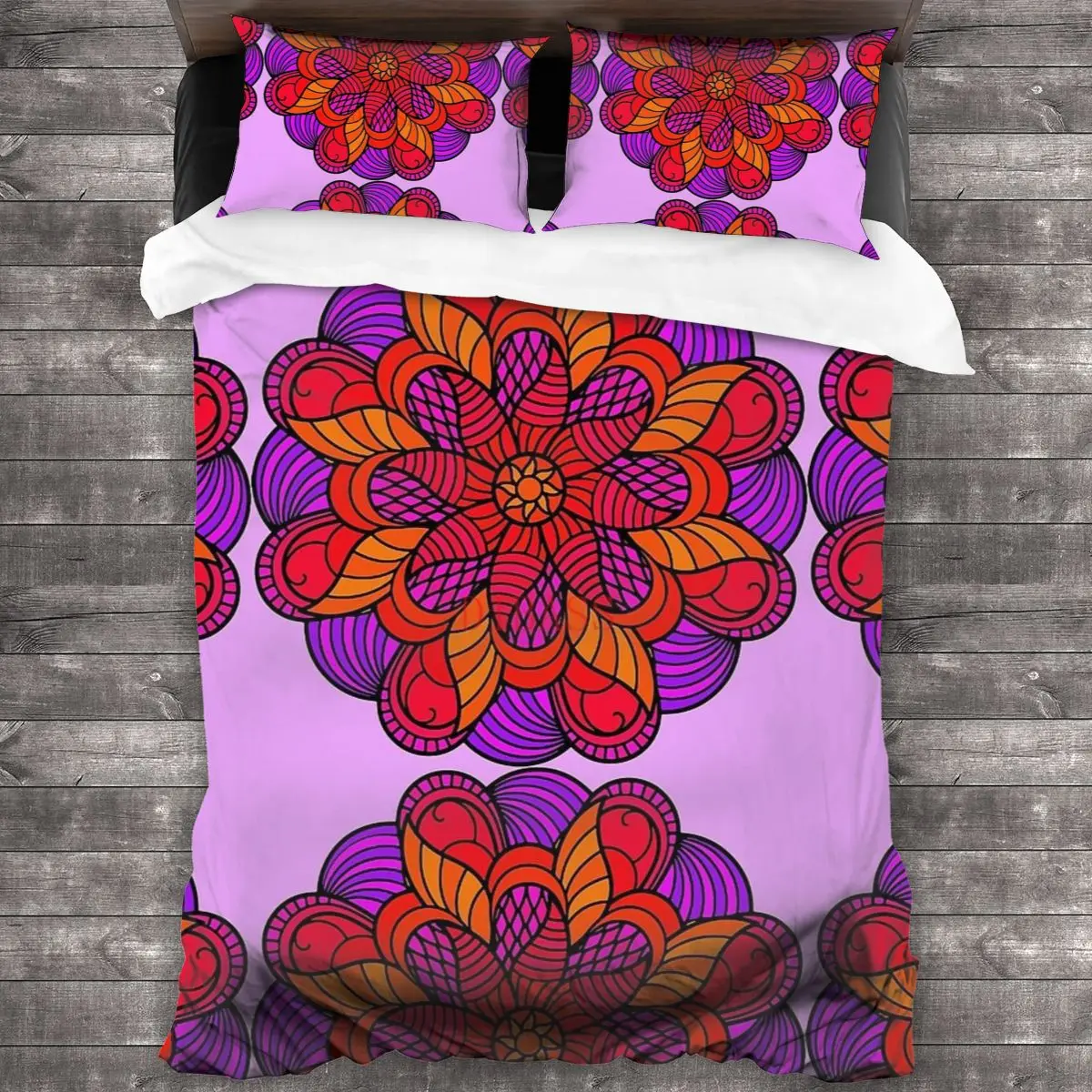 

Mandala 16 Soft Microfiber Comforter Set with 2 Pillowcase, Quilt Cover With Zipper Closure King Size Comforter Cover