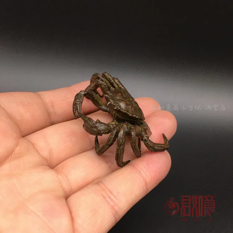

Exquisite antique copperware, mini flower crab ornament