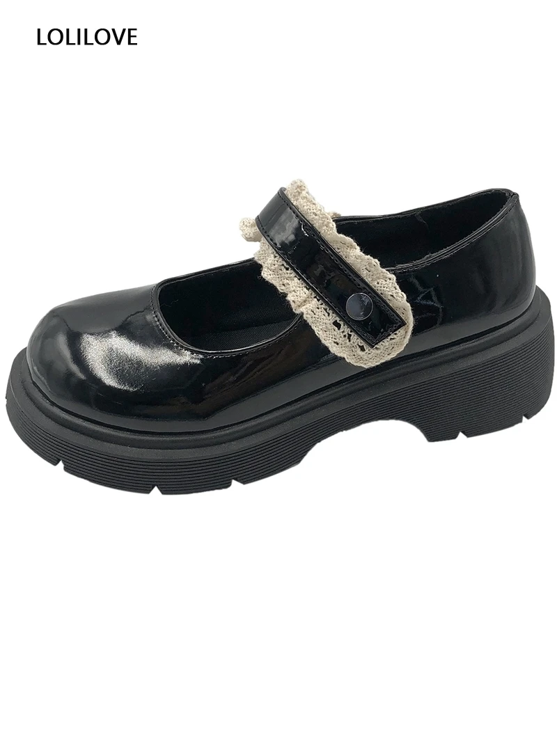 

2021 New Women PU Leather High heels shoes lolita Gothic Cute Japanese style cosplay JK cute Round Toe Platform Mary Jane Shoes