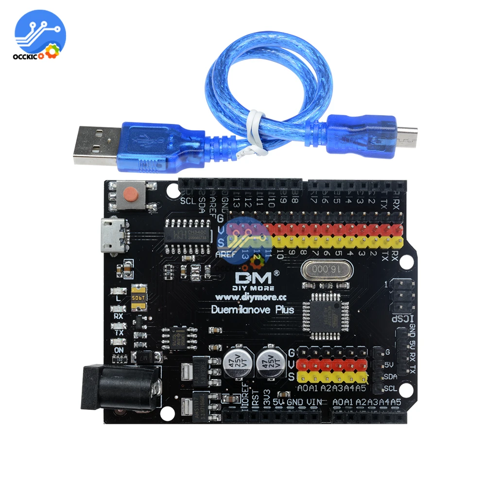 

Макетная плата Duemilanove Plus CH340G ATmega328P плата микроконтроллера FT232 I/O Micro Shiled модуль для Arduino с кабелем