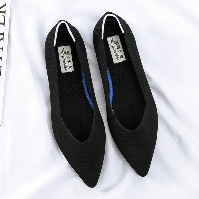 

Women Weaving Flat Shoes Slip On Lightweight Cloth Shoes Lady Loafers Breathable Pointed Toe Plus Size 34-44 Espadrilles Female