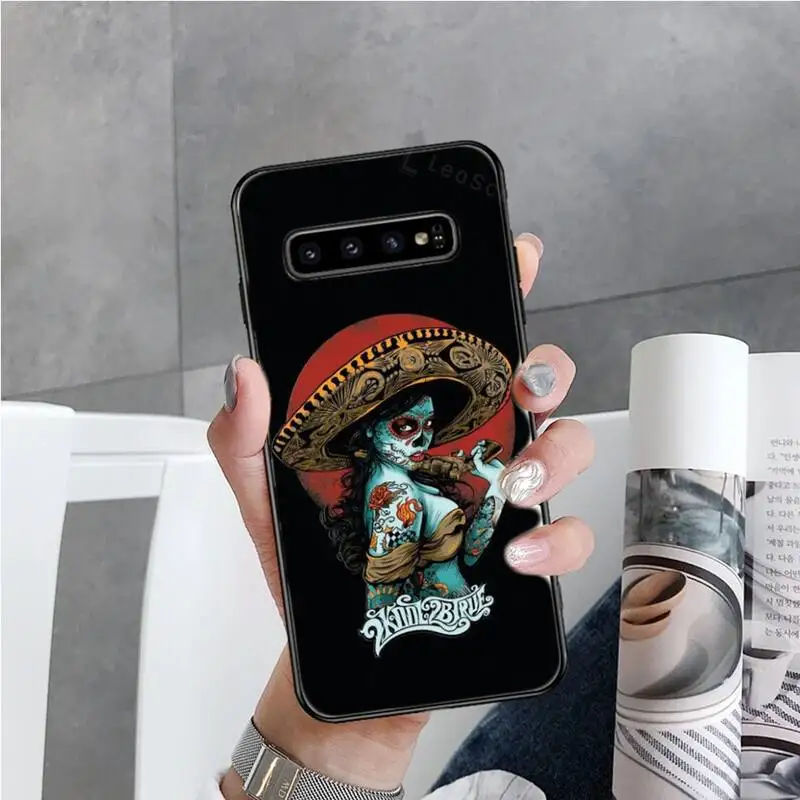 

Skull tattoo art girl horror Phone Case For Samsung S6 S7 edge S8 S9 S10 e plus A10 A50 A70 note8 J7 2017