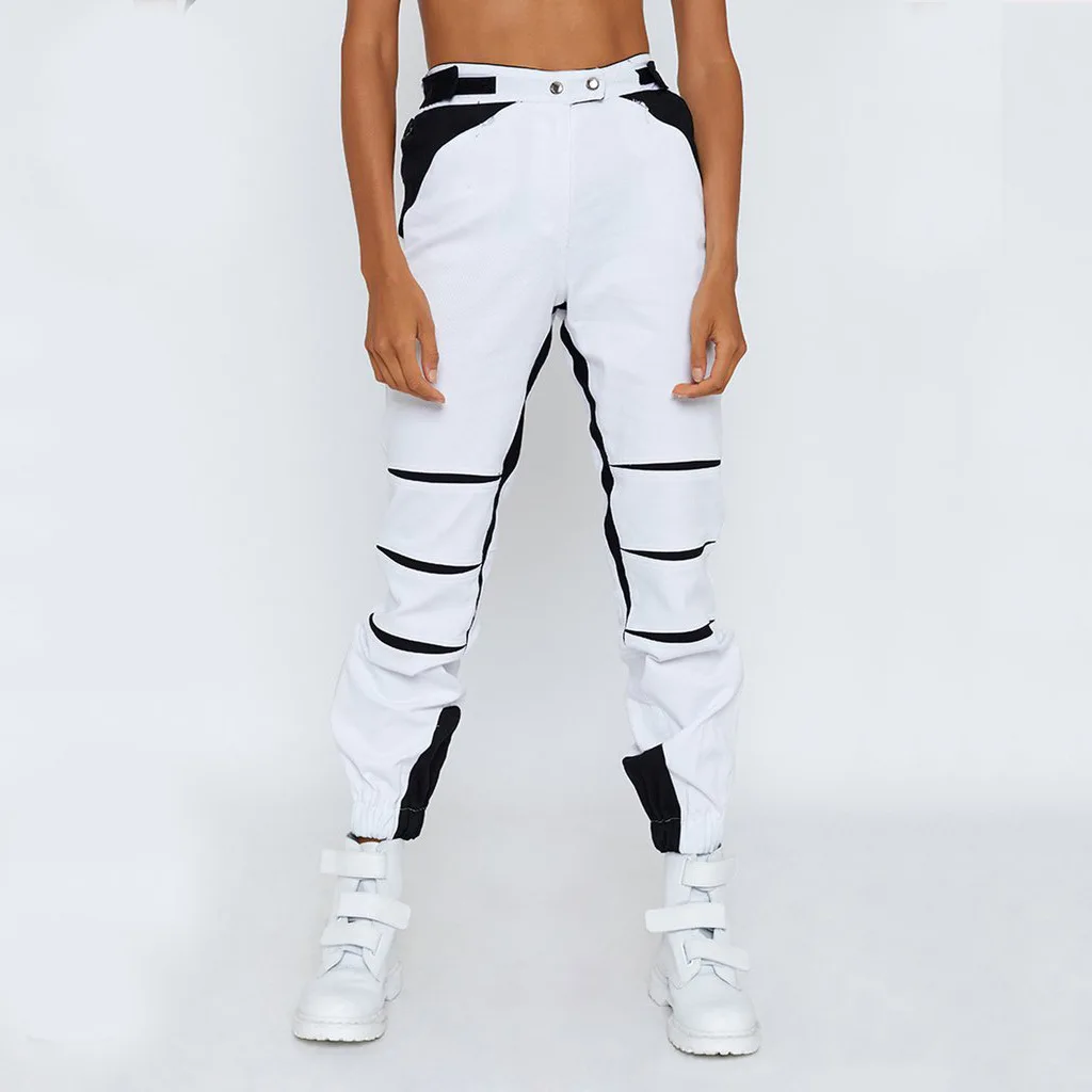 

WEPBEL Spring and Summer Fashion Slim Fit Patchwork Trousers Women's Casual High Waist Button Pencil Pants