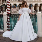 RANMO свадебные платья в стиле Country для невесты со съемным верхом, короткими рукавами-фонариками, ТРАПЕЦИЕВИДНОЕ атласное свадебное платье принцессы 2021