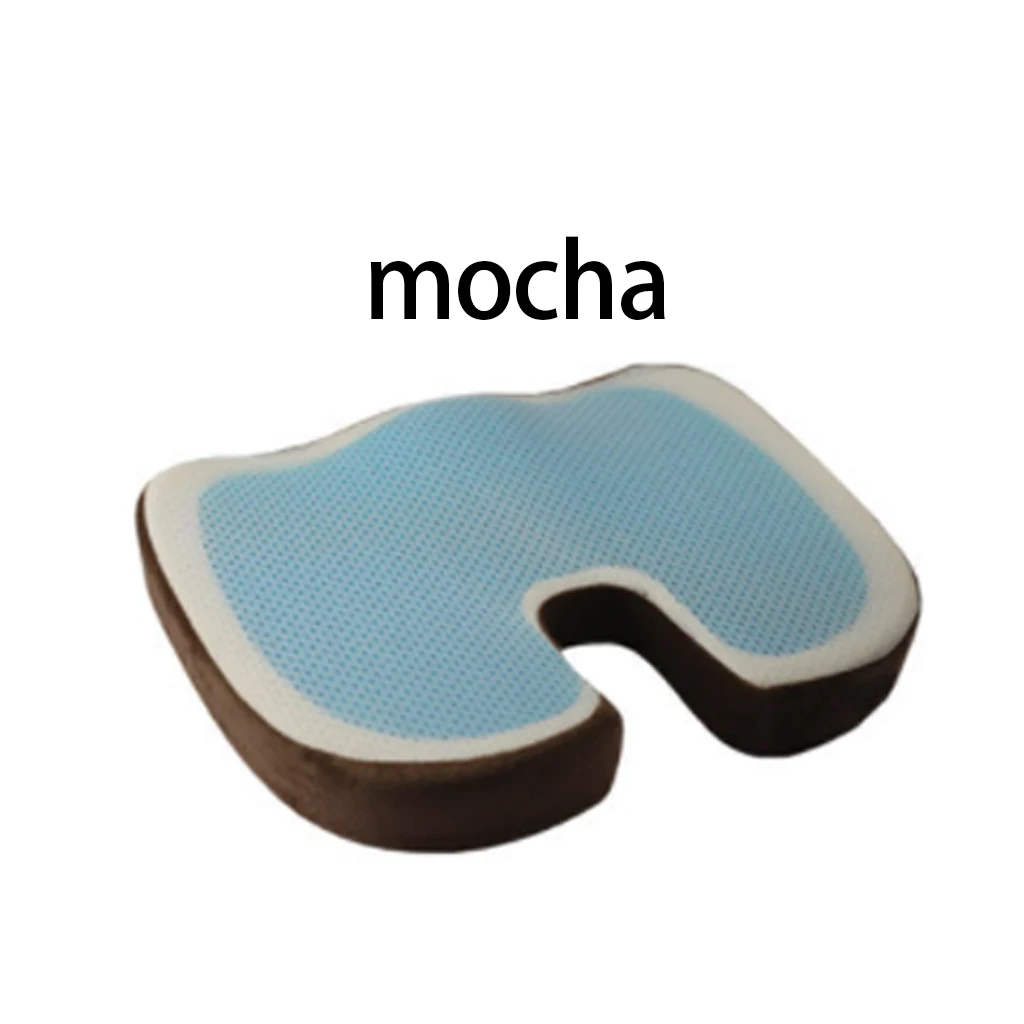 Mocha U-образная силиконовая гелевая подушечка из латекса с эффектом памяти, медленное отскопление, летняя крутая Автомобильная подушка для офисного кресла, Coccyx защищает сиденье, массажный коврик - Цвет: Mocha
