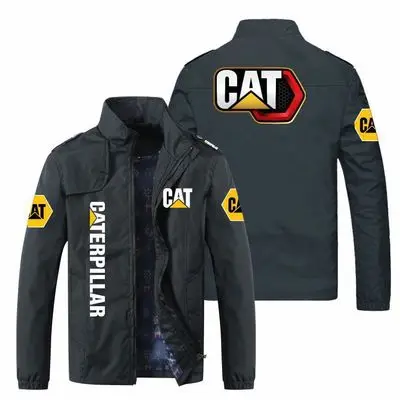 

2021 New Men For CAT Logo Spring Autumn Stand Collar Casual Sweatshirt Long Sleeve Zipper Cardigan Jacket